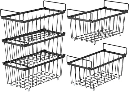 ❄️ Deep Freezer Organizer Bins - Set of 4 Stackable Storage Bins 🍽️