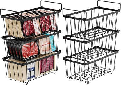 ❄️ Deep Freezer Organizer Bins - Set of 4 Stackable Storage Bins 🍽️