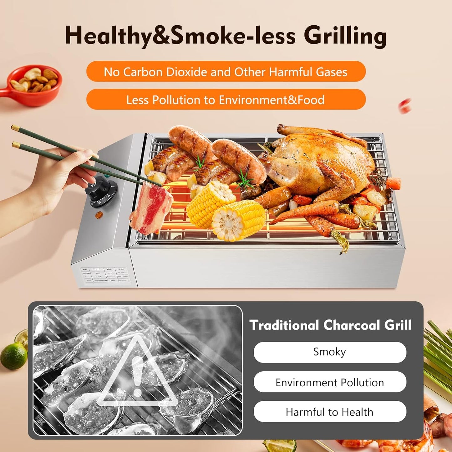 🔥 Detachable Adjustable Temperature BBQ Grill - Perfect for Outdoor Cooking 🍖🌟