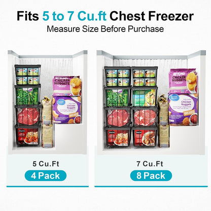 ❄️ Deep Freezer Organizer Bins - Set of 4 Stackable Storage Bins 🍽️