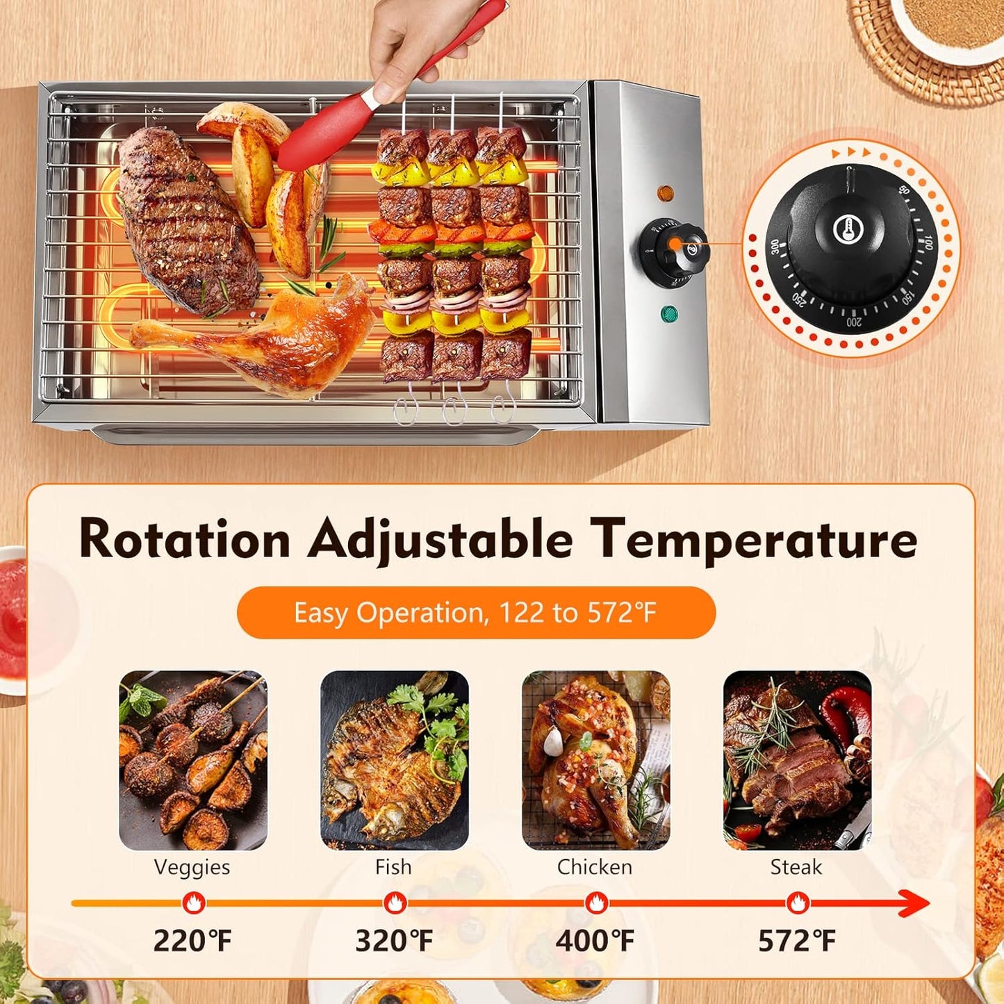 🔥 Detachable Adjustable Temperature BBQ Grill - Perfect for Outdoor Cooking 🍖🌟